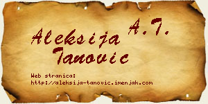 Aleksija Tanović vizit kartica